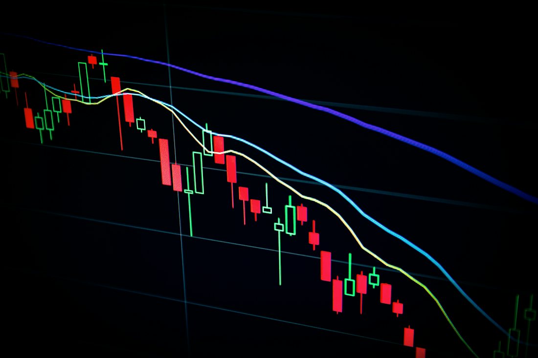 A market price chart displayed on a screen